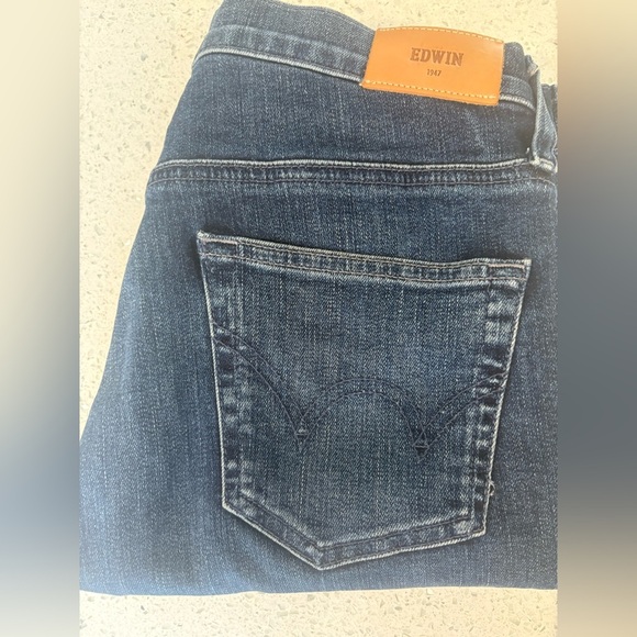 EUC - Edwin Anthropologie Pixie 9" Mid-Rise Skinny Jeans Dark Indigo Wash - Picture 12 of 12